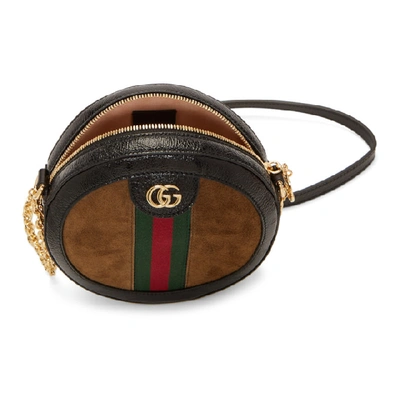 Shop Gucci Brown Mini Ophidia Round Bag In 2863 Brown