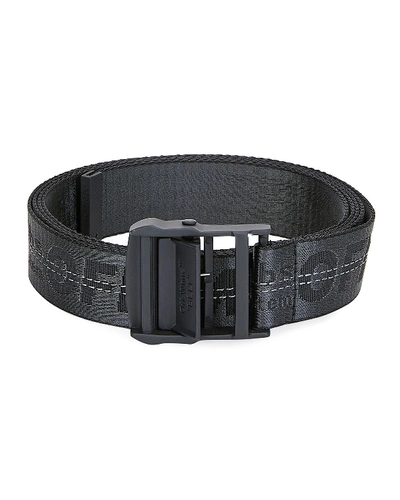 Shop Off-white Men's Industrial Web Logo Belt In Black