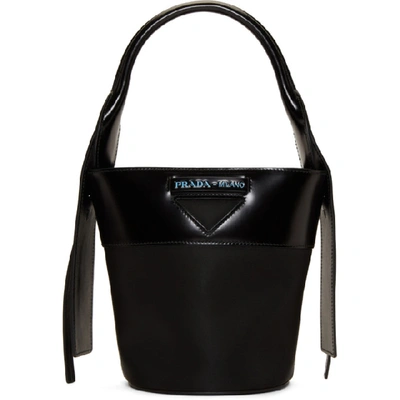 Shop Prada Black Small Ouverture Bucket Bag