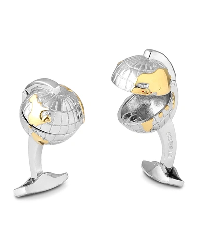 Shop Tateossian Hinged Oceanic Globe Cufflinks In Silver