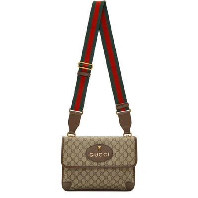 Shop Gucci Beige Neo Vintage Foldover Bag In 8745 Brown