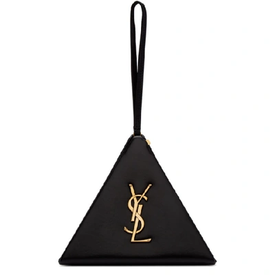 Shop Saint Laurent Black Pyramid Box Clutch