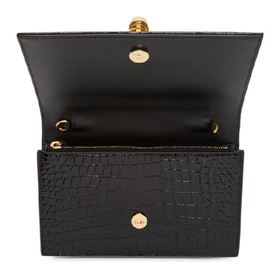 Shop Saint Laurent Black Croc Kate Tassel Chain Wallet Bag