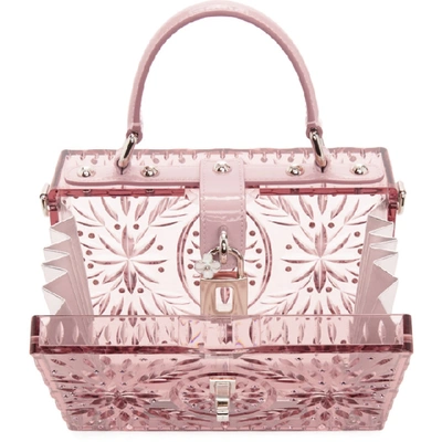 Shop Dolce & Gabbana Dolce And Gabbana Pink Cinderella Plexiglass Box Bag In 80400 Pink