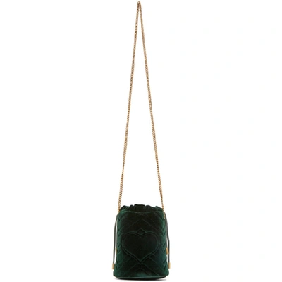 Shop Gucci Green Velvet Gg Marmont Bucket Bag In 3062 Green