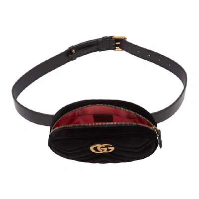 Shop Gucci Black Velvet Gg Marmont 2.0 Belt Bag In 1000 Black