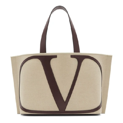 Shop Valentino Beige  Garavani Vlogo Tote