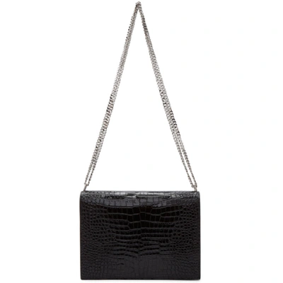 Shop Saint Laurent Black Medium Croc Cassandra Bag In 1048 Black