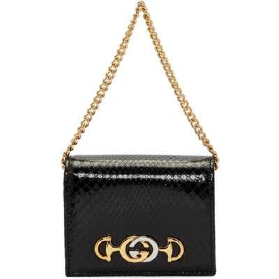 Shop Gucci Black Python Linea Wallet Bag In 1000 Black