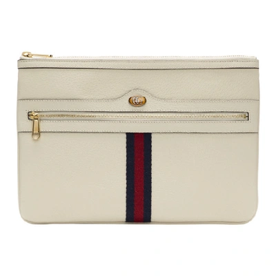 Shop Gucci White Ophidia Pouch In 8454 White