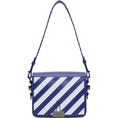 Shop Off-white Blue And White Diag Flap Bag In Blue/white