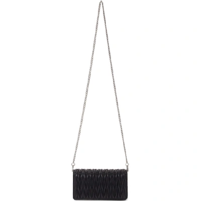 Shop Miu Miu Black Quilted Logo Pearl Bag