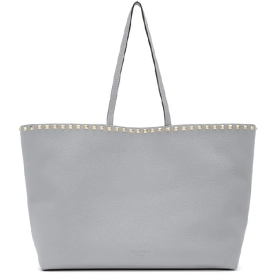 Shop Valentino Grey  Garavani Small Rockstud Shopper Tote