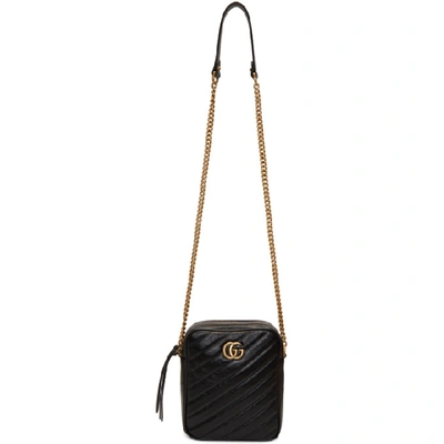 Shop Gucci Black Mini Gg Marmont Crossbody Bag In 1000 Black