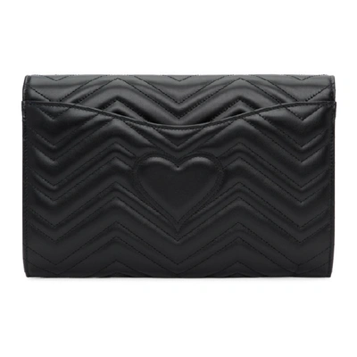 Shop Gucci Black Medium Gg Marmont 2.0 Clutch In 1000 Black