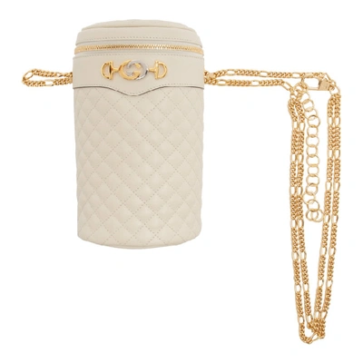 Shop Gucci Off-white Quilted Leather Belt Bag In 9022 White