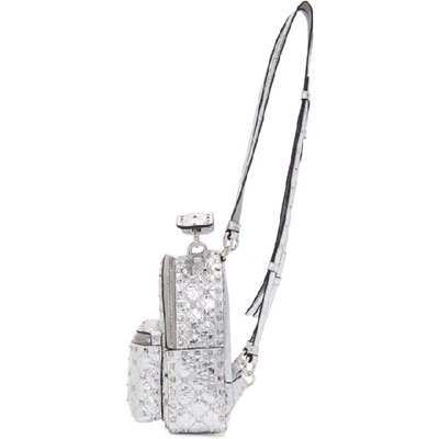 Shop Valentino Silver  Garavani Metallic Rockstud Backpack In Cm6 Silver