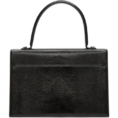 Shop Balenciaga Black Large Lizard Sharp Bag In 1000 Blk