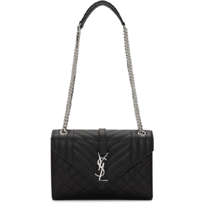 Saint Laurent Small Envelope Calfskin Leather Shoulder Bag In 1000 Black