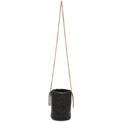 Shop Gucci Black Mini Gg Marmont 2.0 Bucket Bag In 1000 Black