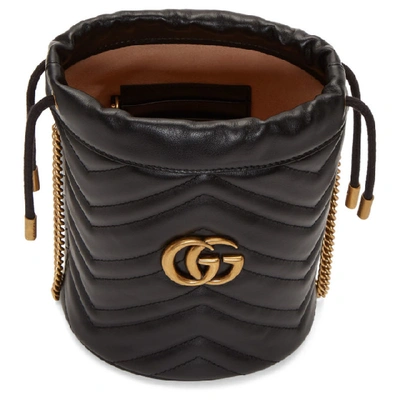 Shop Gucci Black Mini Gg Marmont 2.0 Bucket Bag In 1000 Black