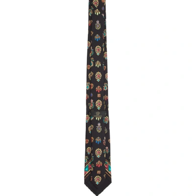 Shop Versace Black Silk Printed Tie In I7008 Nerst