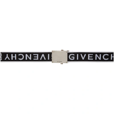 Shop Givenchy Black & White Logo Tape Belt