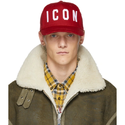 Shop Dsquared2 Red And White Icon Baseball Cap In M068-rosso