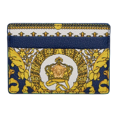Shop Versace Blue And White Heritage Card Holder