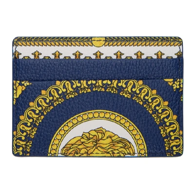 Shop Versace Blue And White Heritage Card Holder