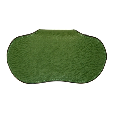 Shop Valextra Green Leather Glasses Case In Green Grass