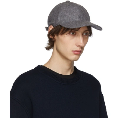 Shop Thom Browne Grey Cashmere Baseball Cap In 035 Med Gry
