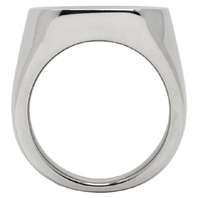 Shop Givenchy Silver And Black Signature Signet Ring In 008-blk/sil