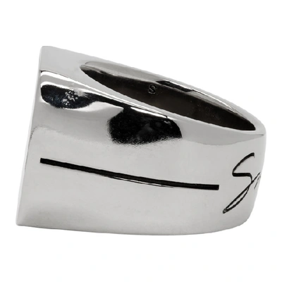 Shop Givenchy Silver And Black Signature Signet Ring In 008-blk/sil