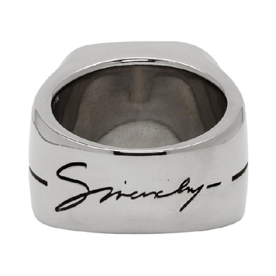 Shop Givenchy Silver And Black Signature Signet Ring In 008-blk/sil