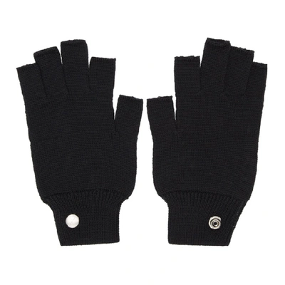 Shop Rick Owens Black Merinois Fingerless Gloves In 09 Black