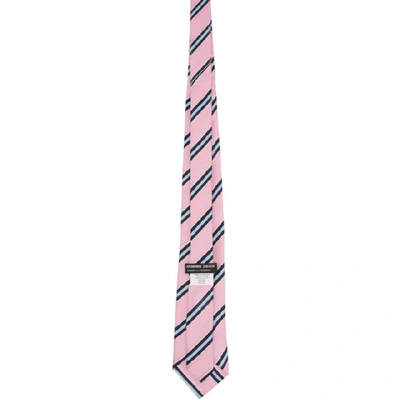 Shop Comme Des Garçons Homme Deux Comme Des Garcons Homme Deux Pink Silk Striped Tie In 2 Lght Pnk