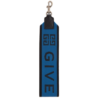 Shop Givenchy Blue & Black Large 4g Logo Keychain