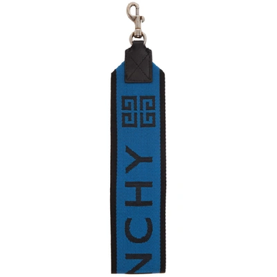 Shop Givenchy Blue & Black Large 4g Logo Keychain