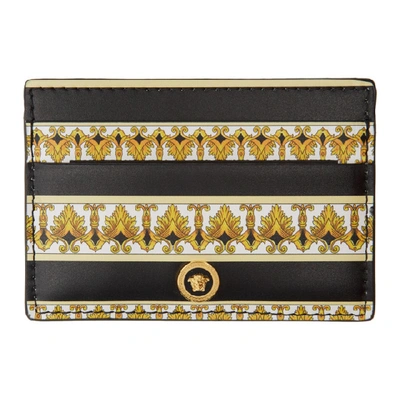 Shop Versace Black And Gold Barocco Card Holder In Dnmoh Multi