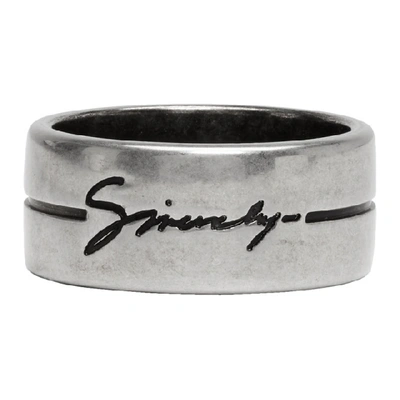 Shop Givenchy Silver Signature Logo Ring