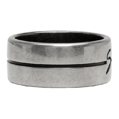Shop Givenchy Silver Signature Logo Ring