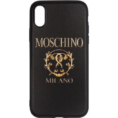 Shop Moschino Black Textured Print Iphone X Case In A1555 Blkfa
