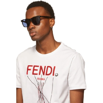 Shop Fendi Black Square Sunglasses In 0807 Black