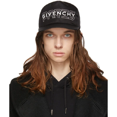Shop Givenchy Black Logo Cap In 004 Blkwht
