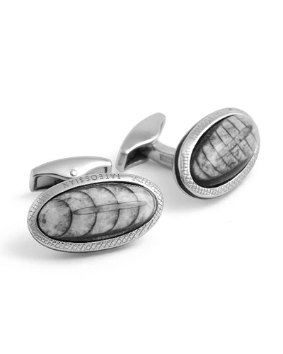Shop Tateossian Limited Edition Signature Fossil Orthoceras Cuff Links In Gray