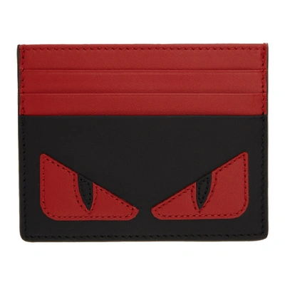 Shop Fendi Red And Black Bag Bugs Card Holder In F0qy3 Blk R