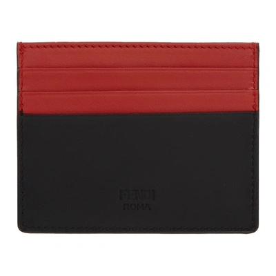 Shop Fendi Red And Black Bag Bugs Card Holder In F0qy3 Blk R