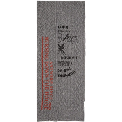 Shop Raf Simons Grey Wool Asymmetric Scarf In 00080 Grey