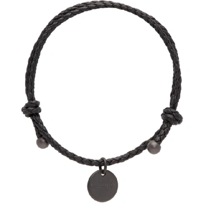 Shop Bottega Veneta Black Intrecciato Bracelet In 1000-black